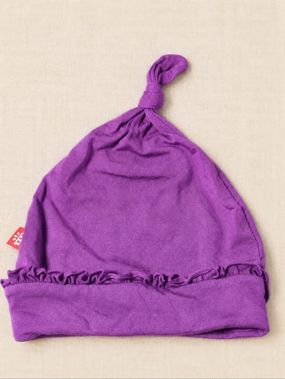 Magnetic Me Knotted Ruffle Infant Hat | Plum Modal Newborn Baby Beanie NB